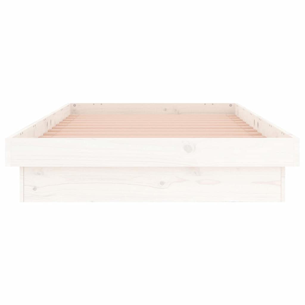 LED Bed Frame without Mattress White Small Single Solid Wood