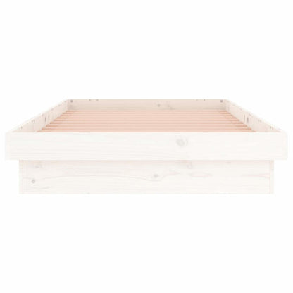 LED Bed Frame without Mattress White Small Single Solid Wood