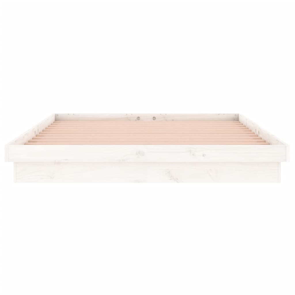 LED Bed Frame without Mattress White 140x190 cm Solid Wood