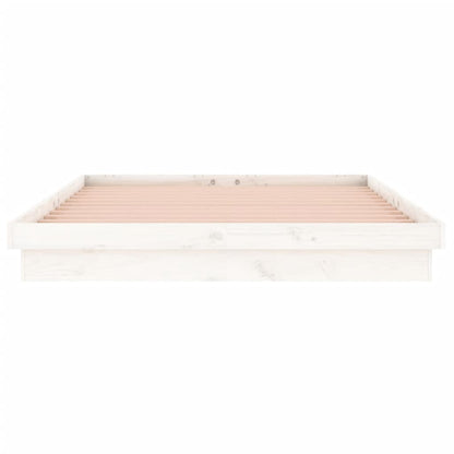 LED Bed Frame without Mattress White 140x190 cm Solid Wood