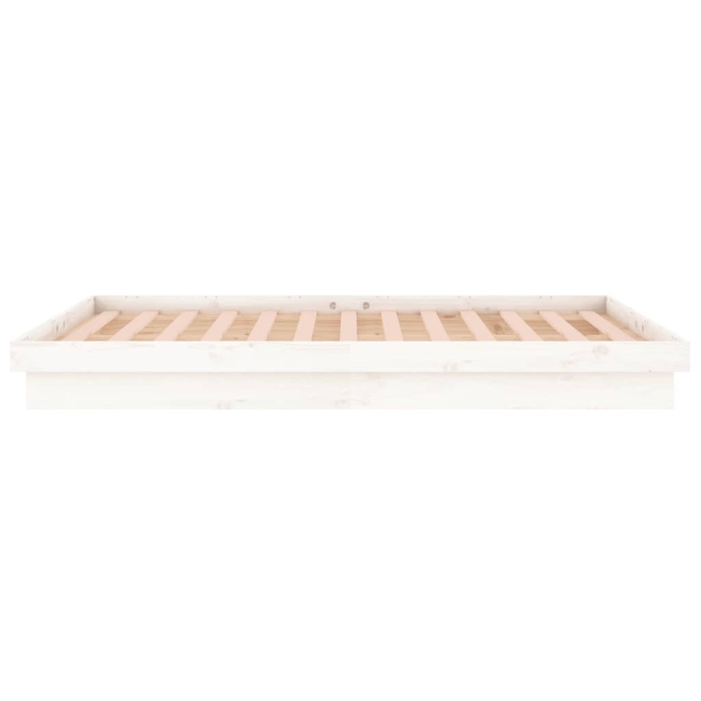 LED Bed Frame without Mattress White 140x190 cm Solid Wood