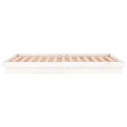 LED Bed Frame without Mattress White 140x190 cm Solid Wood