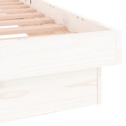 LED Bed Frame without Mattress White 140x190 cm Solid Wood