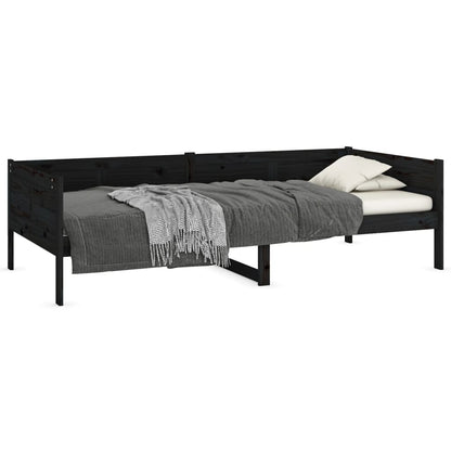 Day Bed without Mattress Black Solid Wood Pine 90x190 cm Single