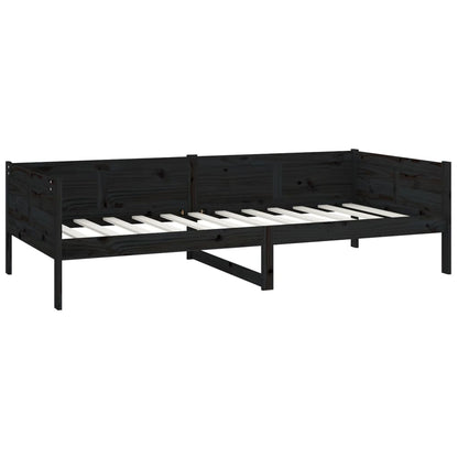 Day Bed without Mattress Black Solid Wood Pine 90x190 cm Single