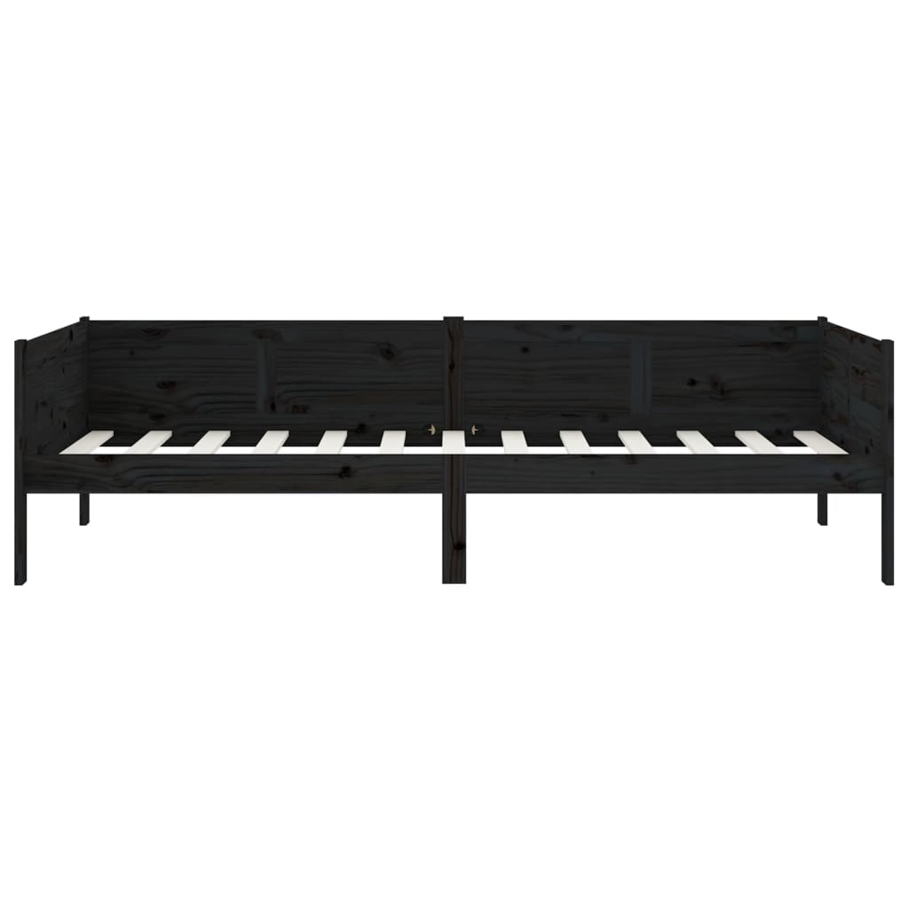 Day Bed without Mattress Black Solid Wood Pine 90x190 cm Single
