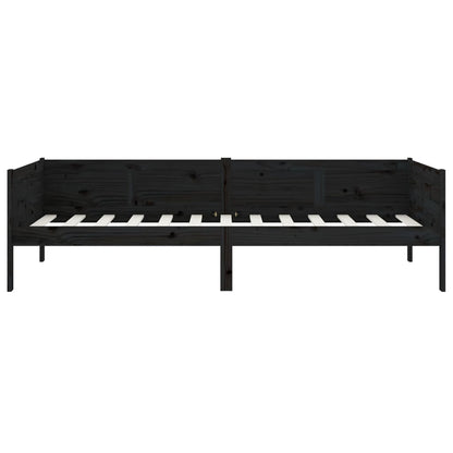 Day Bed without Mattress Black Solid Wood Pine 90x190 cm Single