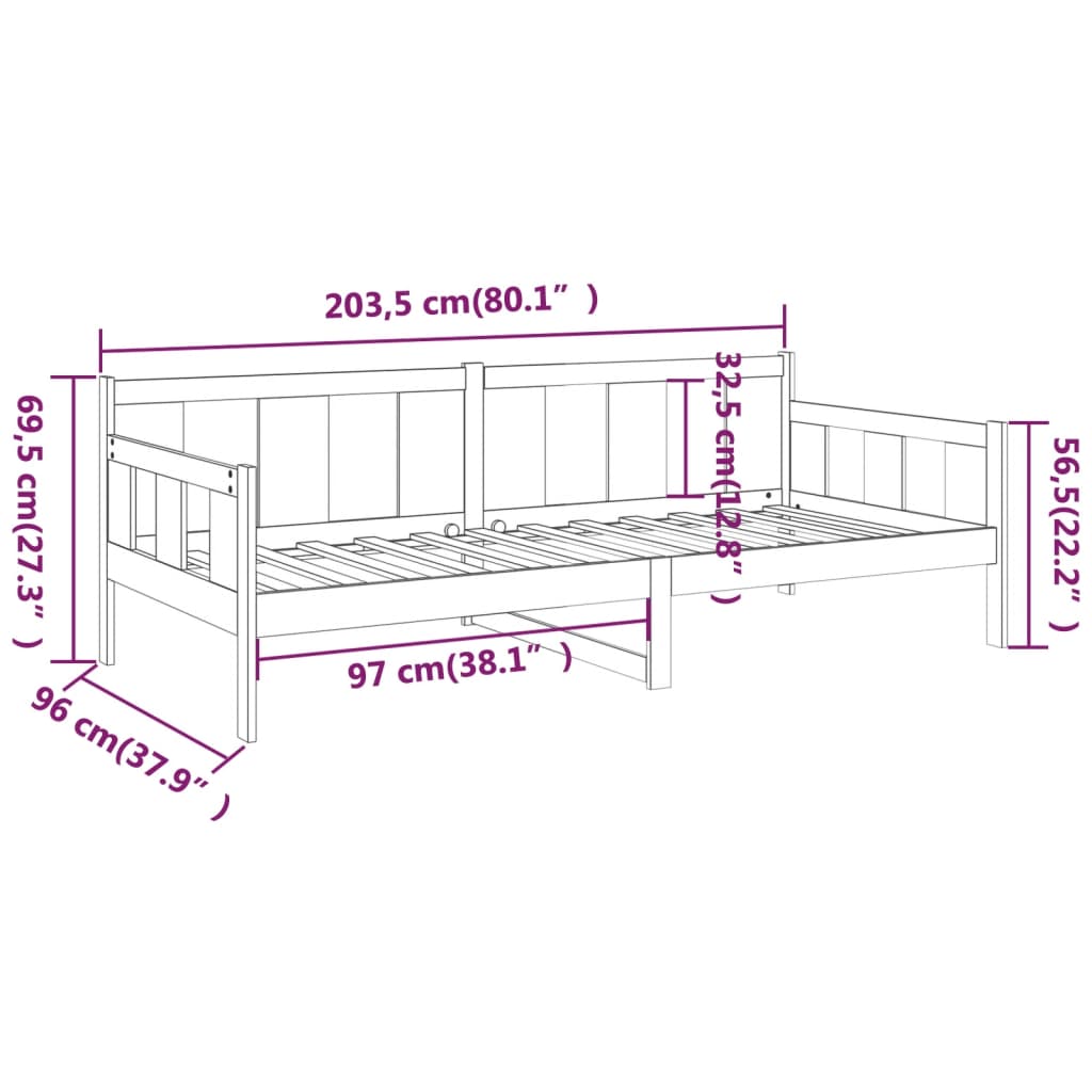 Day Bed without Mattress Solid Wood Pine 90x200 cm