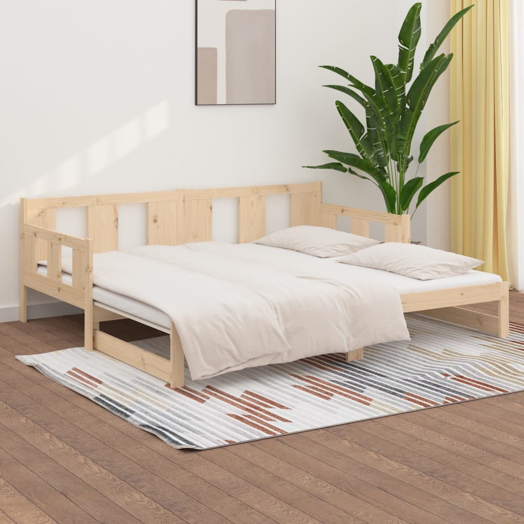 Pull-out Day Bed without Mattress Solid Wood Pine 2x(90x190) cm