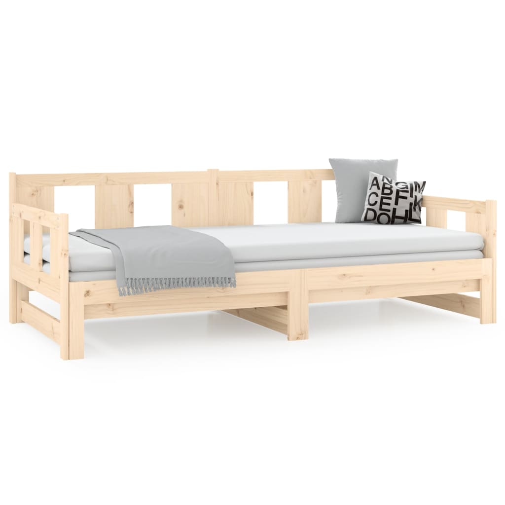 Pull-out Day Bed without Mattress Solid Wood Pine 2x(90x190) cm