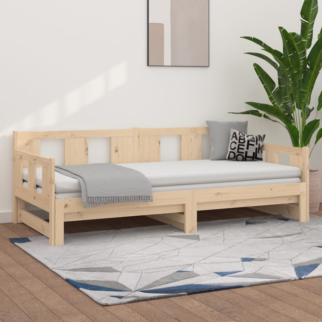 Pull-out Day Bed without Mattress Solid Wood Pine 2x(90x190) cm
