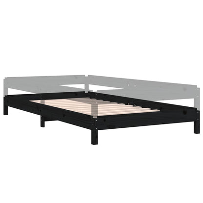 Stack Bed without Mattress Black 90x200 cm Solid Wood Pine