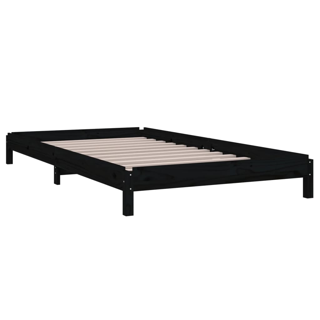 Stack Bed without Mattress Black 90x200 cm Solid Wood Pine