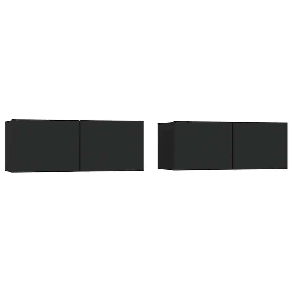 TV Cabinets 2 pcs Black 80x30x30 cm Engineered Wood