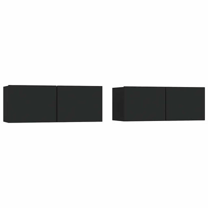 TV Cabinets 2 pcs Black 80x30x30 cm Engineered Wood