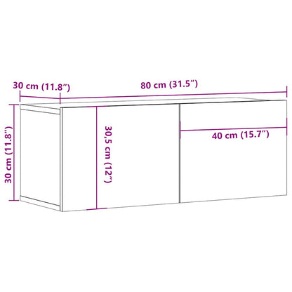 TV Cabinets 2 pcs Black 80x30x30 cm Engineered Wood