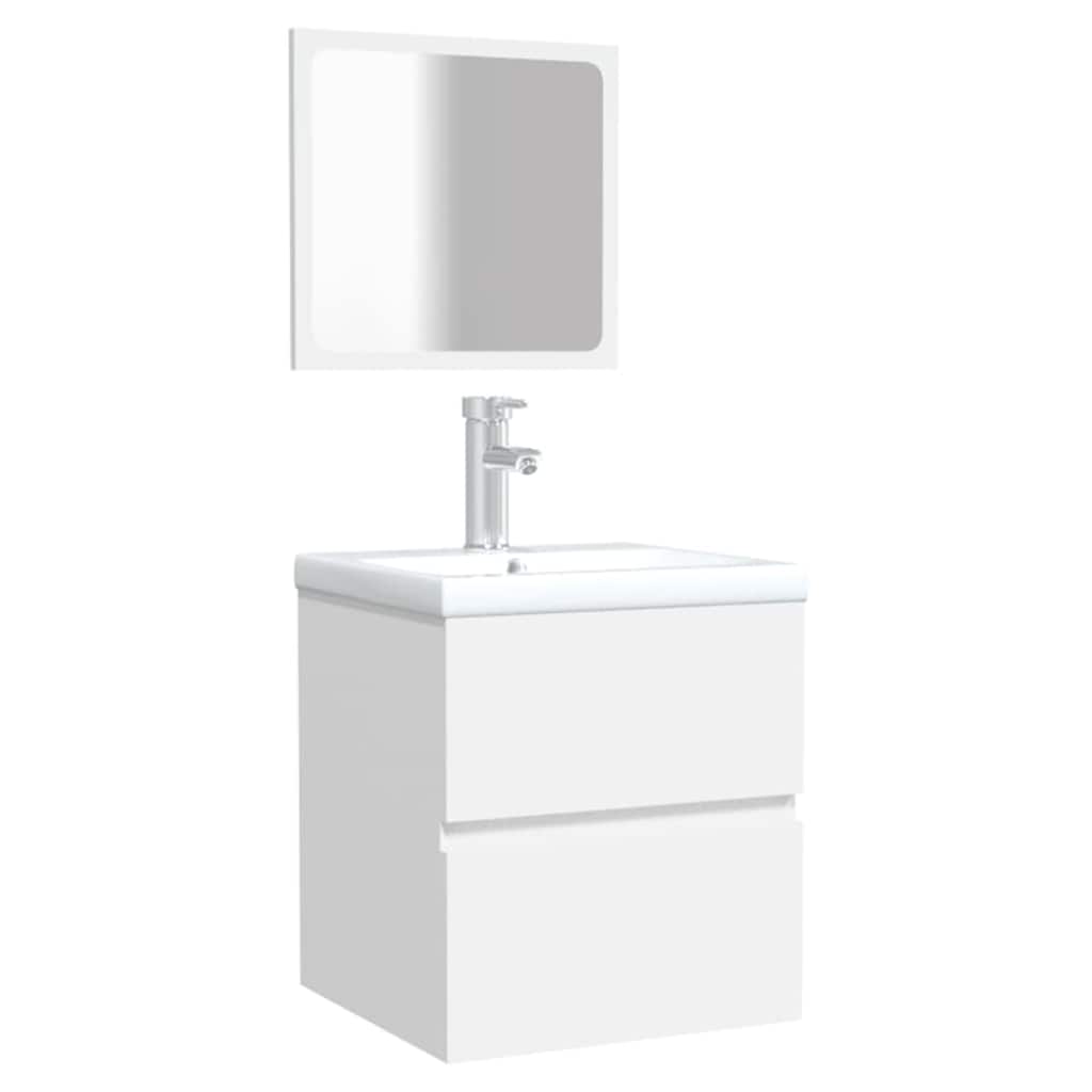 Bathroom Cabinet with Mirror White Engineered Wood