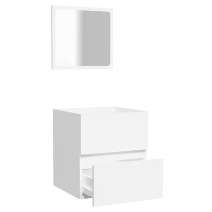 Bathroom Cabinet with Mirror White Engineered Wood