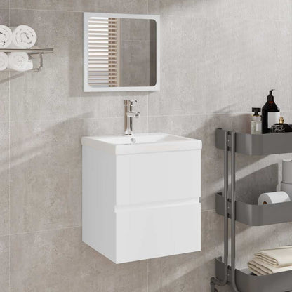 Bathroom Cabinet with Mirror White Engineered Wood