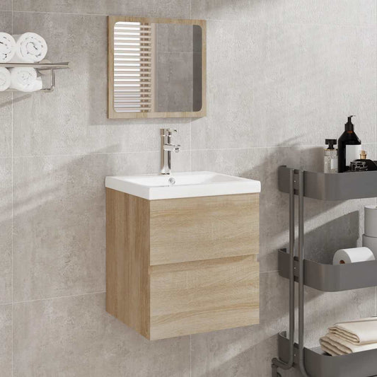 Bathroom Cabinet with Mirror Sonoma Oak Engineered Wood