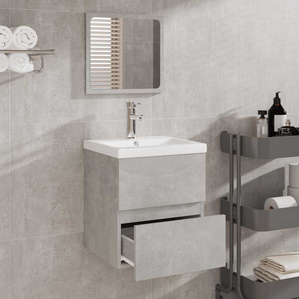 Bathroom Cabinet with Mirror Concrete Grey Engineered Wood