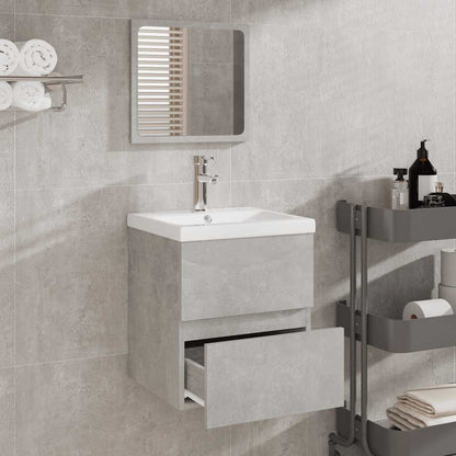 Bathroom Cabinet with Mirror Concrete Grey Engineered Wood