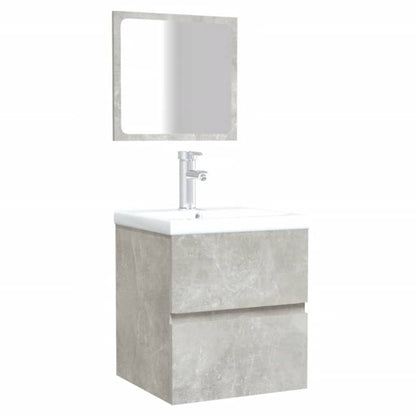 Bathroom Cabinet with Mirror Concrete Grey Engineered Wood