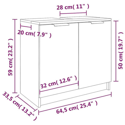 Bathroom Cabinet Concrete Grey 64.5x33.5x59 cm Engineered Wood