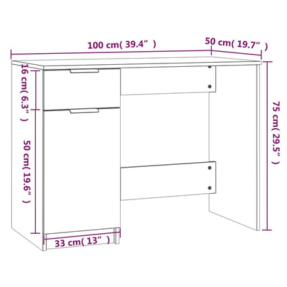 Desk Concrete Grey 100x50x75 cm Engineered Wood