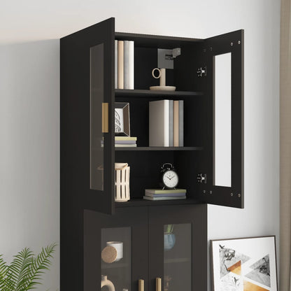 Hanging Wall Cabinet Black 69.5x34x90 cm