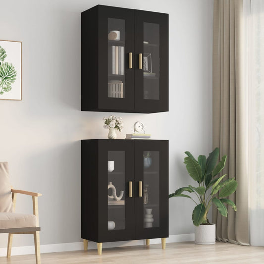 Hanging Wall Cabinet Black 69.5x34x90 cm
