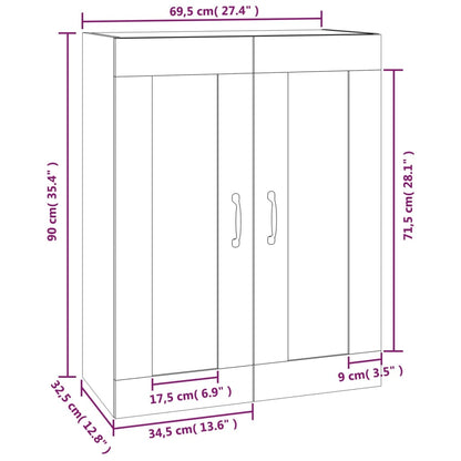 Hanging Wall Cabinet Black 69.5x32.5x90 cm