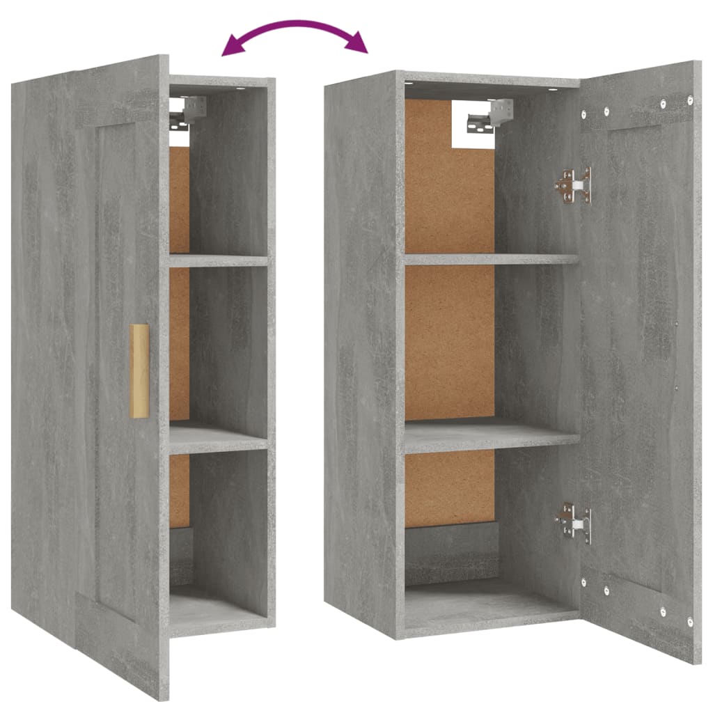Wall Cabinet Concrete Grey 35x34x90 cm Engineered Wood
