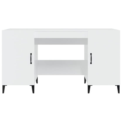 Desk High Gloss White 140x50x75 cm Engineered Wood