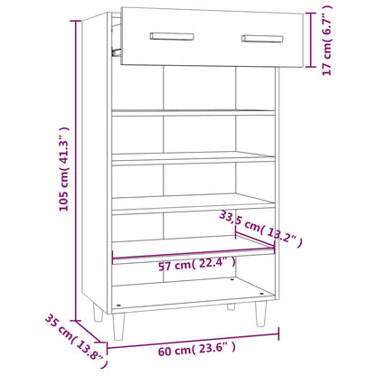 Shoe Cabinet White 60x35x105 cm Engineered Wood