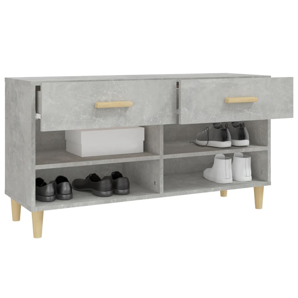 Shoe Cabinet Concrete Grey 102x35x55 cm Engineered Wood