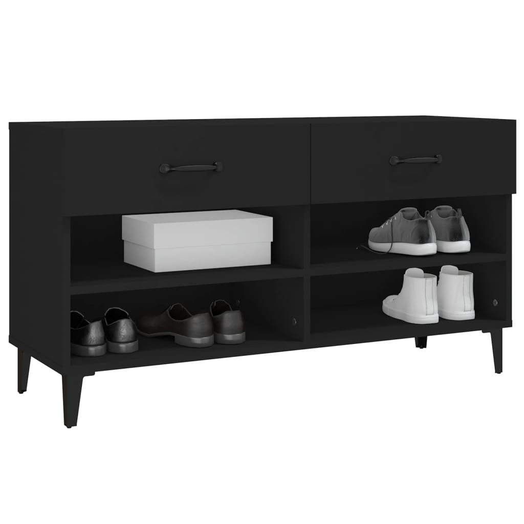 Shoe Cabinet Black 102x35x55 cm Engineered Wood