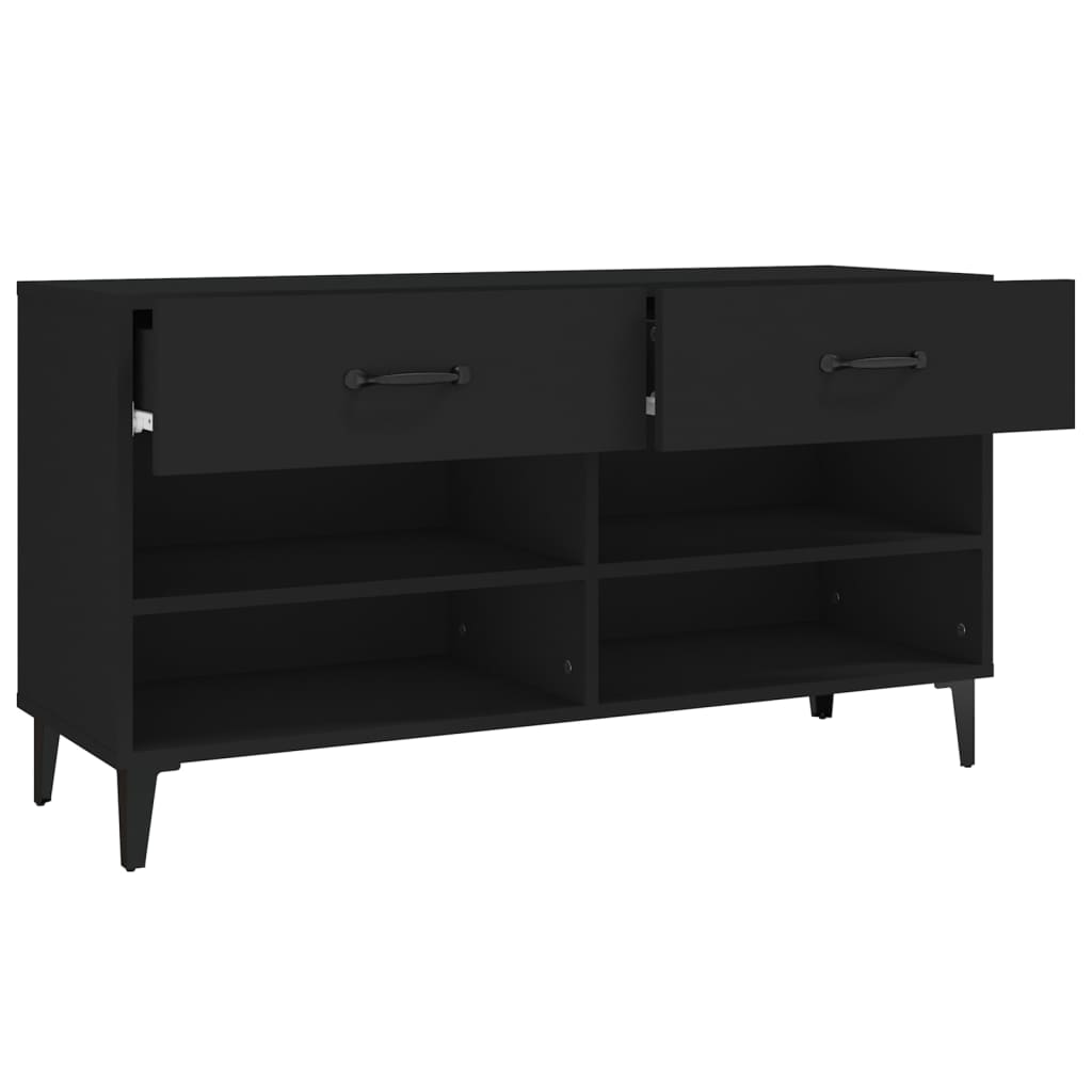 Shoe Cabinet Black 102x35x55 cm Engineered Wood