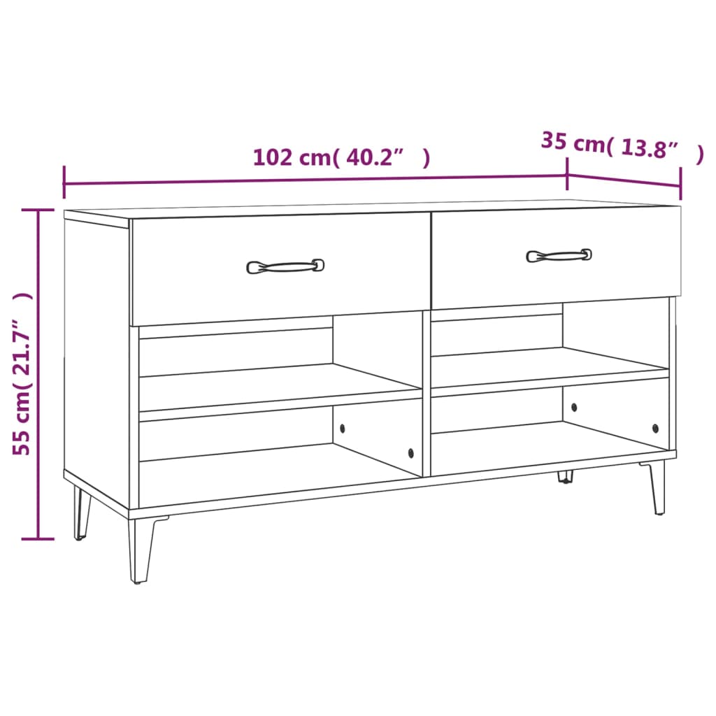 Shoe Cabinet Black 102x35x55 cm Engineered Wood