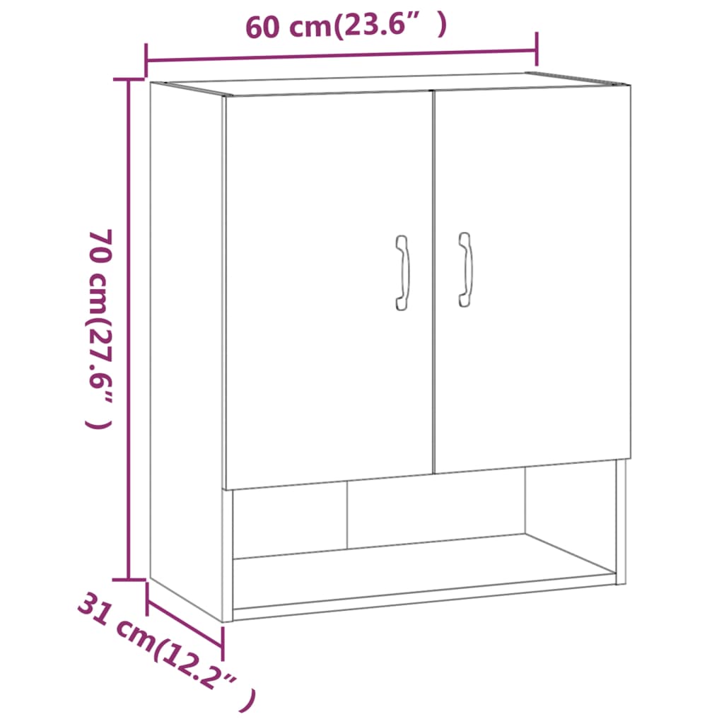 Wall Cabinet Black 60x31x70 cm Engineered Wood
