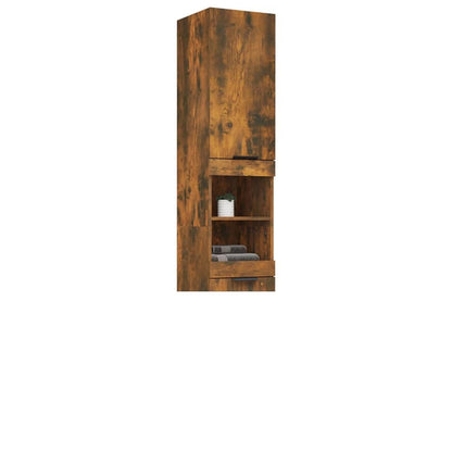 Bathroom Cabinet Smoked Oak 32x34x188.5 cm Engineered Wood