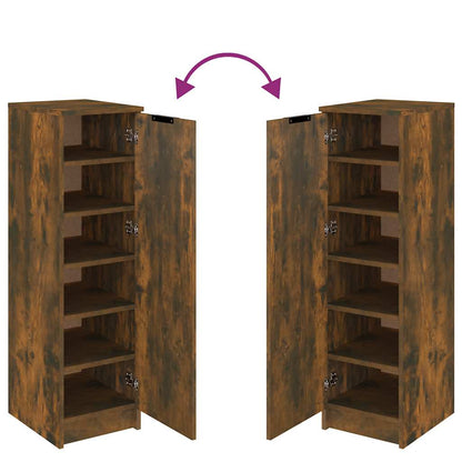 Shoe Cabinet Smoked Oak 30x35x100 cm Engineered Wood