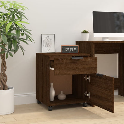 Mobile File Cabinet with Wheels Brown Oak 45x38x54 cm Engineered Wood