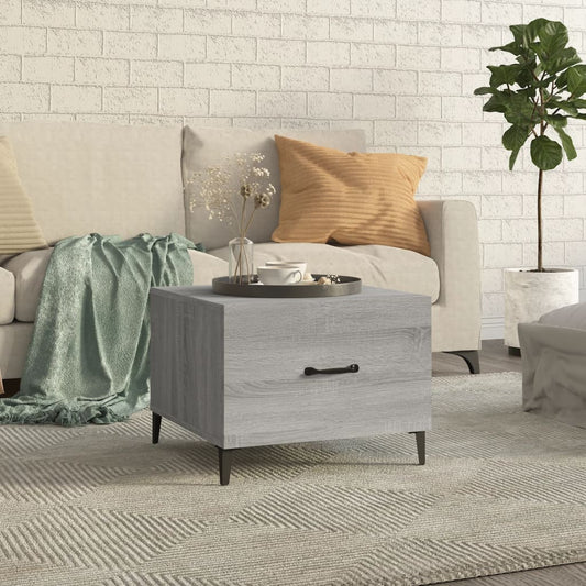 Coffee Table with Metal Legs Grey Sonoma 50x50x40 cm