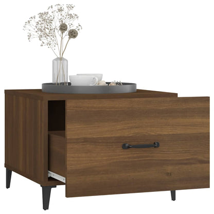 Coffee Tables with Metal Legs 2 pcs Brown Oak 50x50x40 cm
