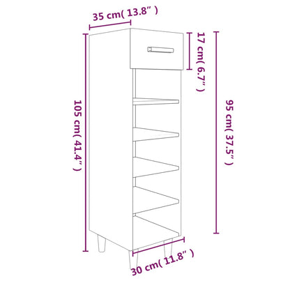 Shoe Cabinet Grey Sonoma 30x35x105 cm Engineered Wood