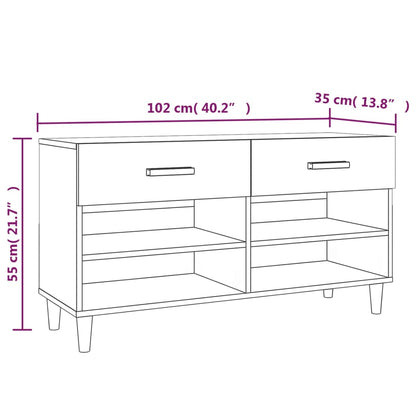 Shoe Cabinet Brown Oak 102x35x55 cm Engineered Wood