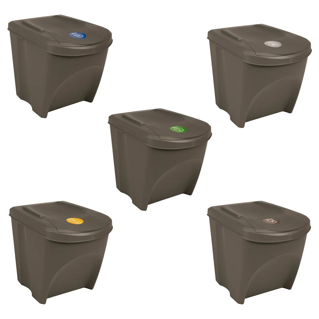 Stackable Garbage Bin Boxes 3 pcs Grey 75 L Polypropylene