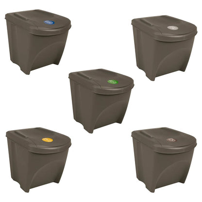 Stackable Garbage Bin Boxes 3 pcs Grey 75 L Polypropylene
