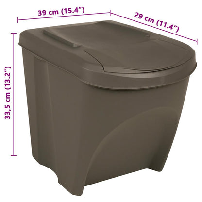 Stackable Garbage Bin Boxes 3 pcs Grey 75 L Polypropylene